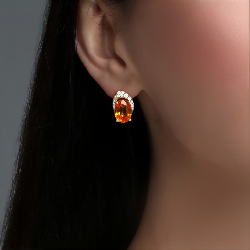 Pendientes en oro con Granate mandarina (CIRARI)