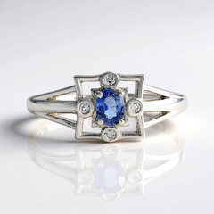 Anello in argento con Zaffiro Ceylon Blu (non riscaldato)