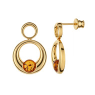 Zilveren oorbellen met cognac Baltische barnstenen (dagen)