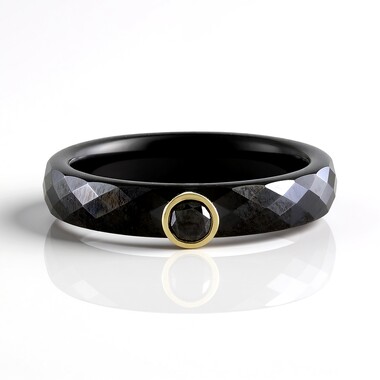 Anello in ceramica con Diamante Nero