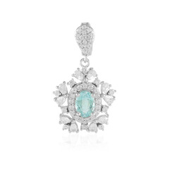 Paraiba Color Emerald Silver Pendant