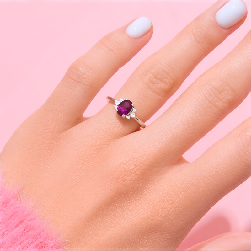 Magenta-Granat-Silberring