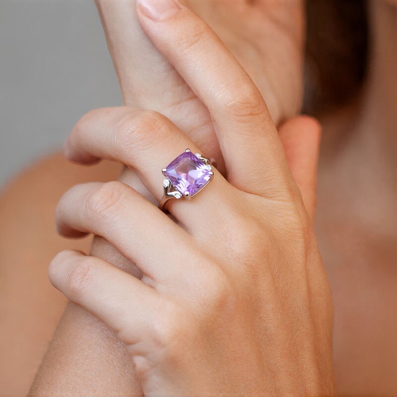Bague en argent et Améthyste Rose de France