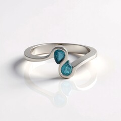 Anello in argento con Cianite Blu Foglia di Tè