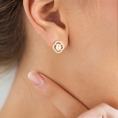 Boucles d'oreilles en argent et Topaze blanche