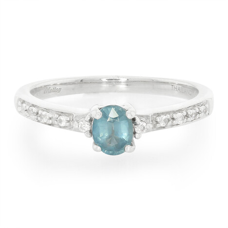 Zilveren ring met een pauw kyaniet