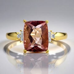 Anello in oro con Fluorite Rossa