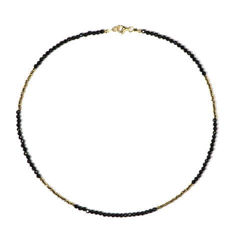 Zilveren halsketting met zwarte spinelstenen