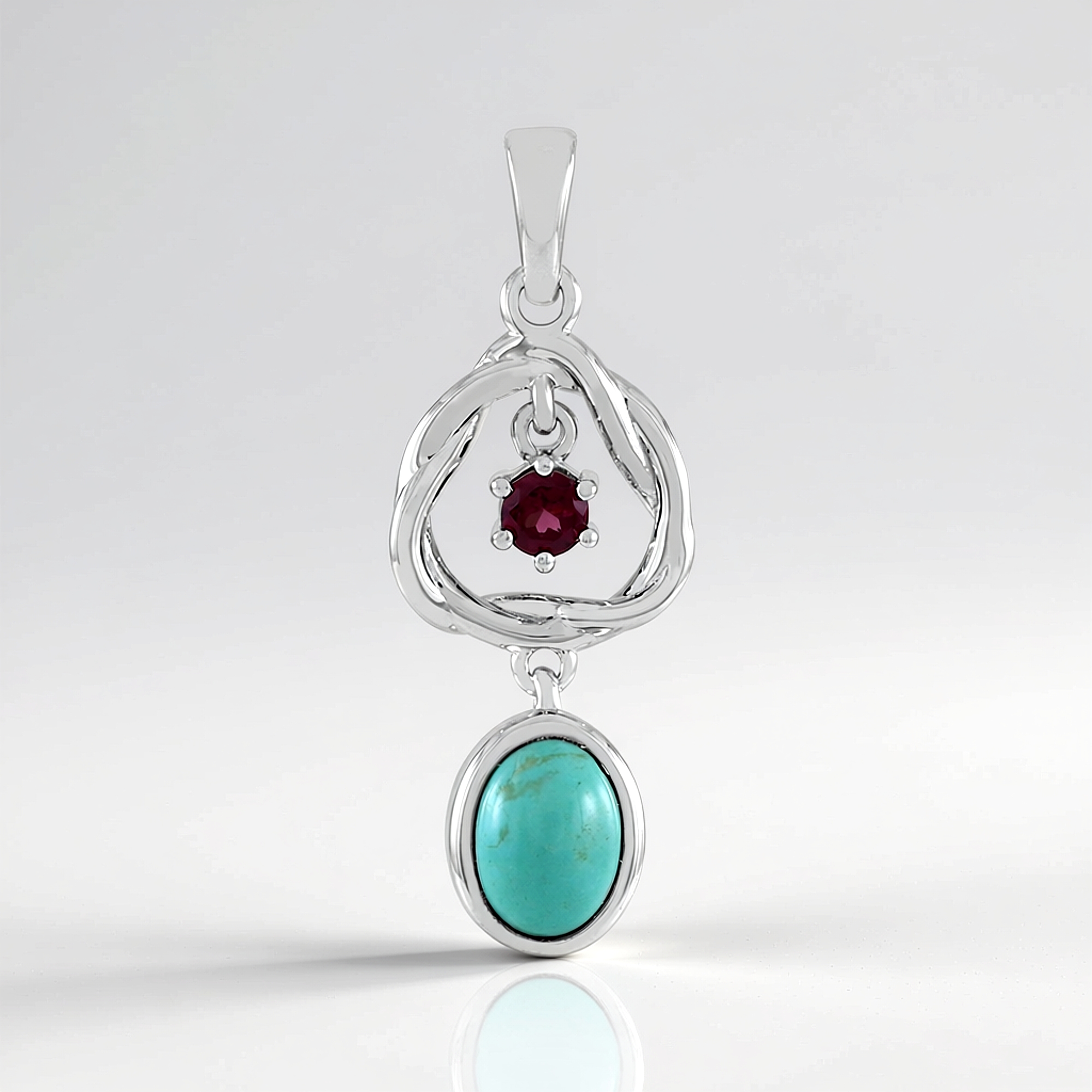 Campitos Turquoise Rhodolite Silver Pendant