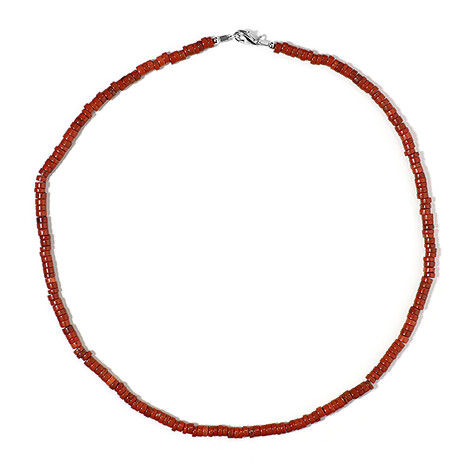 Zilveren halsketting met rode jaspisstenen