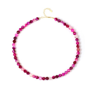 Pink Agate Silver Necklace (Adela Silber)