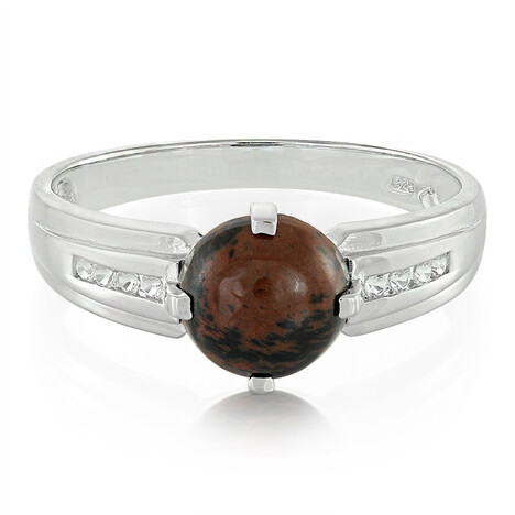 Bague pour homme en argent et Obsidienne acajou