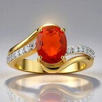 Anello in oro con Opale di Fuoco Messicano AAA