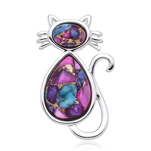 Turquoise Mosaic Silver Pendant