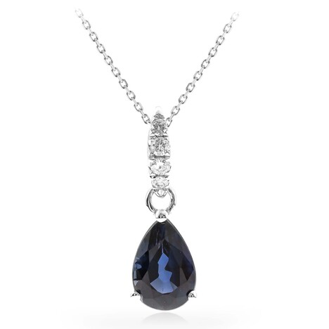 10K Ceylon Blue Sapphire Gold Necklace