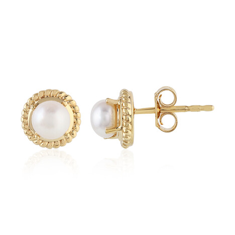 Weiße Süßwasserzuchtperlen-Silberohrringe