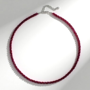 Naszyjnik ze srebra rodowanego - Granat magenta