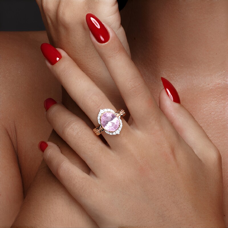 Anello in argento con Kunzite Brasiliana (Gems en Vogue)