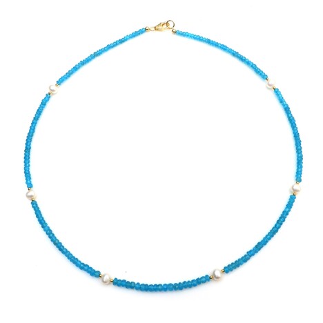 Neonblauer Apatit-Silberhalskette