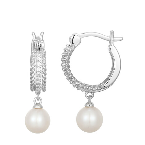 Zilveren oorbellen met Witte zoetwater kweekparels