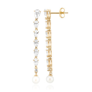 Zilveren oorbellen met witte topaasstenen