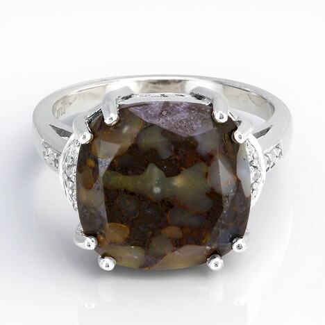Anello placcato in platino con Quarzo Dinosauro