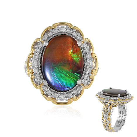 Zilveren ring met een ammoliet (Gems en Vogue)