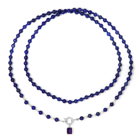 Zambian Amethyst Silver Necklace (Riya)
