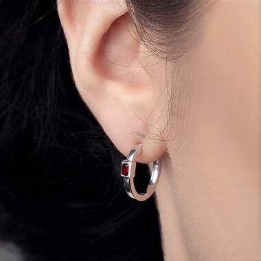 Boucles d'oreilles en argent et Rubis de Tanzanie