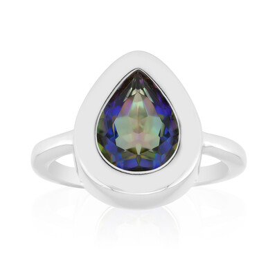 Zilveren ring met een blauwe mystieke kwarts (MONOSONO COLLECTION)