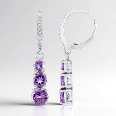 Boucles d'oreilles en argent et Améthyste