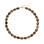 Zilveren halsketting met tijgerogen