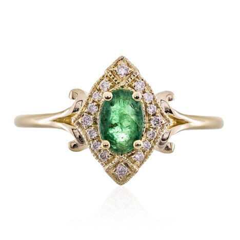 Anillo en oro con Esmeralda de Zambia AAA