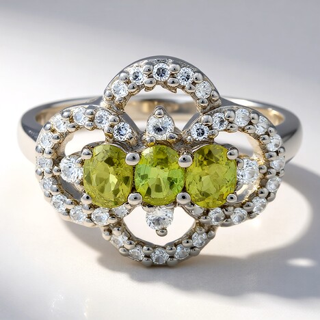 Anello placcato in platino con Tormalina Cuprian