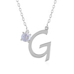 Zilveren halsketting met een regenboog maansteen