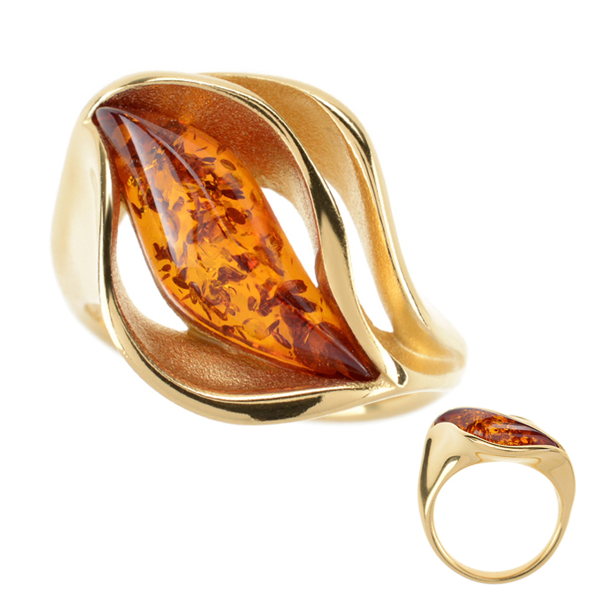Anillo Plata 925 Y Ámbar Báltico - Diseño Celta, Modelo M714, Tallas UK