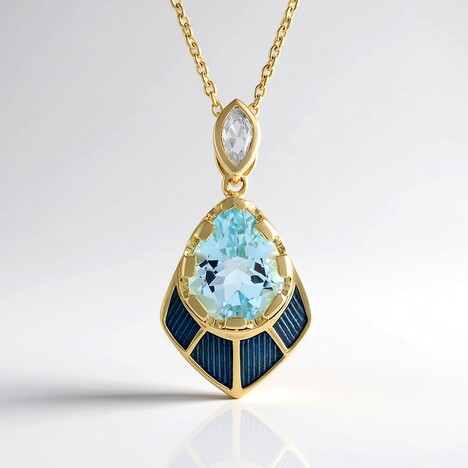Collana in argento con Topazio Blu Cielo (Adela Silber)
