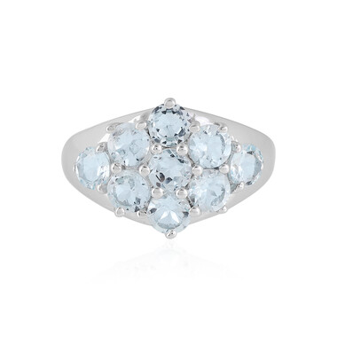 Anillo en plata con Topacio azul cielo