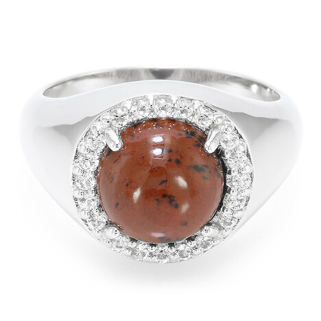 Mahagoni-Obsidian-Silberring