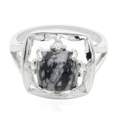 Schneeflocken-Obsidian-Silberring