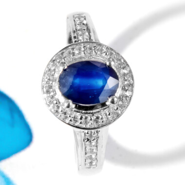 Blauer Saphir-Silberring