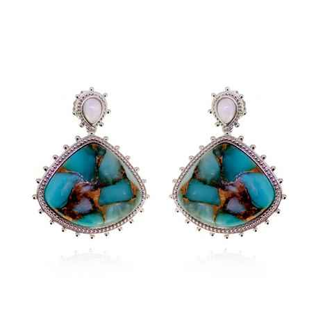 Zilveren oorbellen met Mozaiek Amazonieten (Dallas Prince Designs)