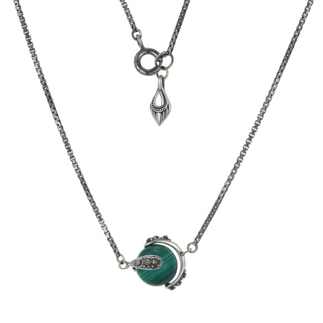 Zilveren halsketting met een Malachiet