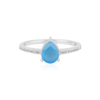 Blauer Chalzedon-Silberring