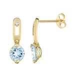 Gouden oorbellen met hemel-blauwe topaasstenen (dagen)