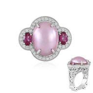 Pinkfarbene Mabe-Perlen-Silberring (Dallas Prince Designs)