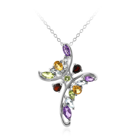 Zilveren halsketting met granaten