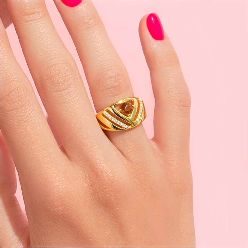 Cognac-Zirkon-Silberring