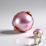 Anello in argento con Perla Mabe Rosa (Gems en Vogue)