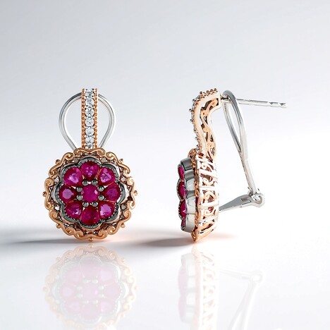 Boucles d'oreilles en argent et Rubis de Birmanie (Gems en Vogue)